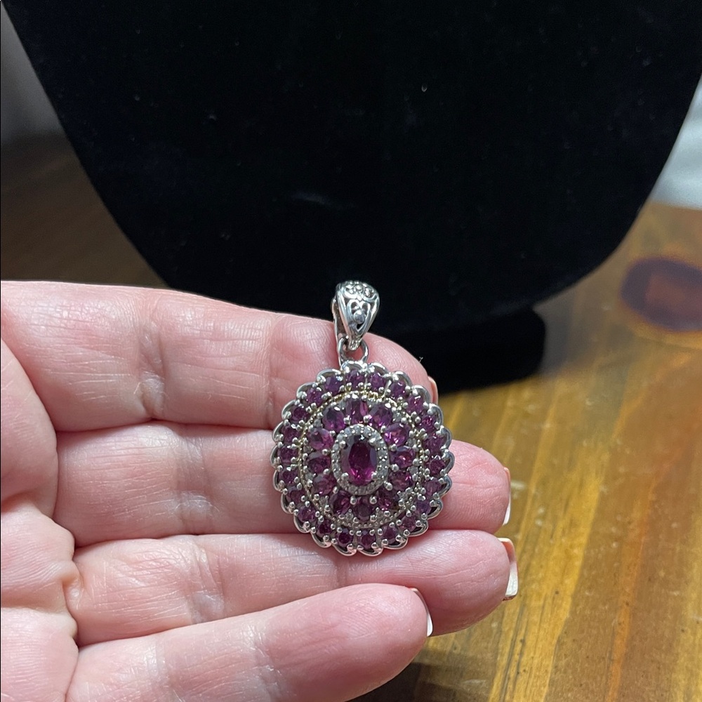 Elegant Sterling Silver and Purple Pendant